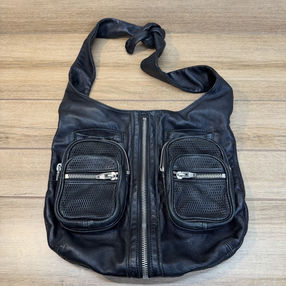 Alexander Wang Donna Hobo Black Lambskin Leather Slouchy Shoulder Bag Y2K